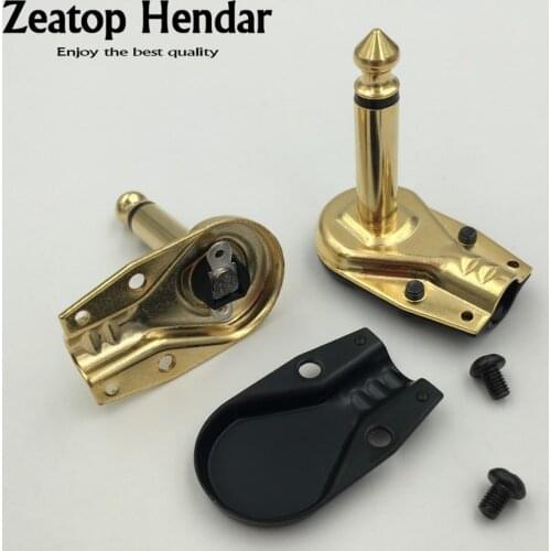 10Pcs Brass Gold Plated 6.35 mm Mono 2 Pole Jack 90Degree Right Angle L Type Plug 6.35mm Guitar Phono Pancake 1/4 Inch Connector