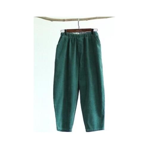 10pcs/lot fedex fast woman casual loose corduroy long pants lady solid wlastic waist corduroy pants free size