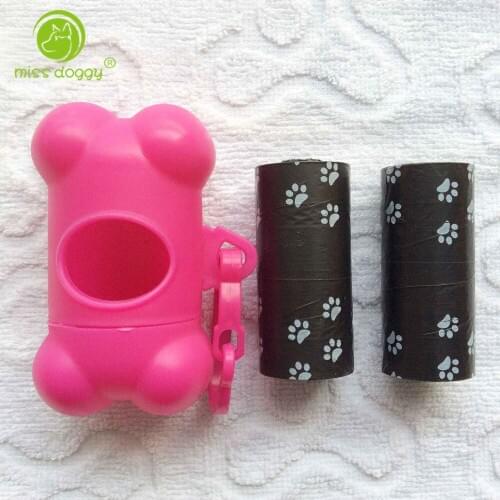 2 Roll Black Printing Bags+1PCS Bone Dispenser Pet Dog Waste Poop Bags Pooper Scoopers on Board 10 Colors Supply Wholesale