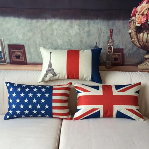 30*50cm Flag Cushion Cover Lovely Cartoon Monster Pillowcase American British French Flag Throw Pillow Kids Birthday GIFT