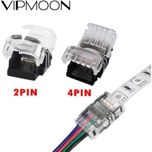 5/10PCS LED Connector 2 Pin 4 Pin 10mm LED Strip to Strip/Wire Connector Waterproof/Non Single Color RGB LED Light Tape