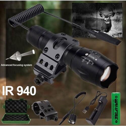 A100 strong light USB rechargeable flashlight LED lens zoom flashlight outdoor self-defense infrared flashlight