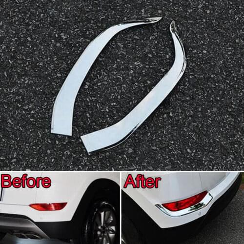 BBQ@FUKA Chrome ABS Rear Tail Fog Light Strip Trim Exterior Car Styling Sticker Fit For Hyundai Tucson 2015 2016