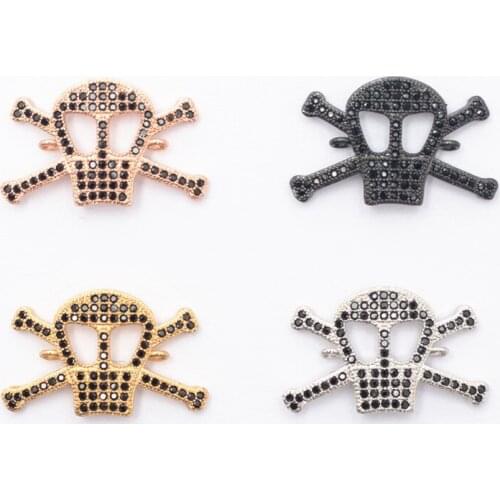 DIY jewelry charm skull pendant necklace connector accessorie miniature precision inlay zircon bracelet gift Findings Making