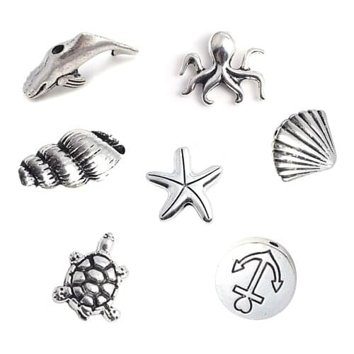 Doreenbeads Zinc Alloy Ocean Jewelry Beads Shell Turtle Sea Snail Horse Silver Color Color Gold Color Jewelry Making 100 Pcs