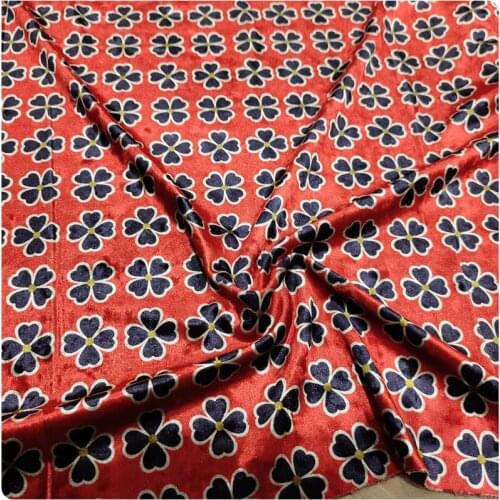 Digital Printing Orange Red Bottom Four-leaf Clover Elastic Diamond Gold Velvet Cheongsam Dress Upper Garment Fabric