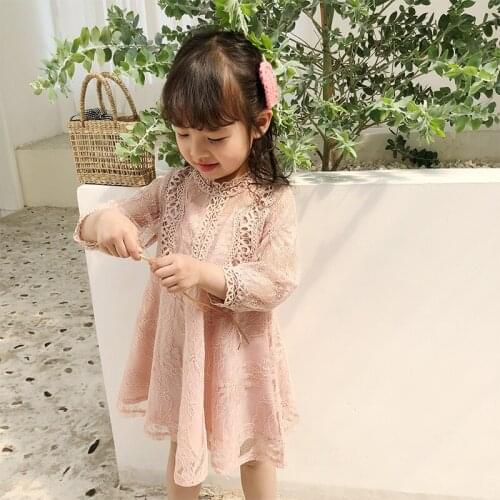 Elegant Flower Girls Dress Wedding Party Princess Dress Casual Kids Clothes Lace Long Sleeves Dress Childrens Vestidos