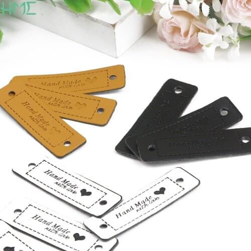 48pcs Hand Made Tags Retro Synthetic PU Leather Handmade Labels for Jewelry Making Clothes Garment Jeans Bags Shoes Accessories