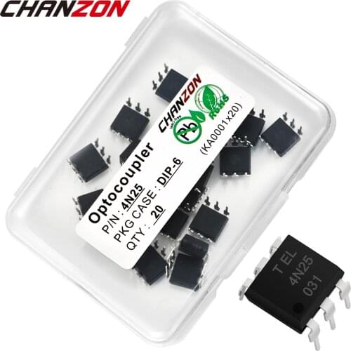 20PCS Optocoupler 4n25 EL4N25 4n25m DIP6 DIP-6 Photovoltaic Optoisolator Opto Coupler New and Original IC In Stock Chanzon