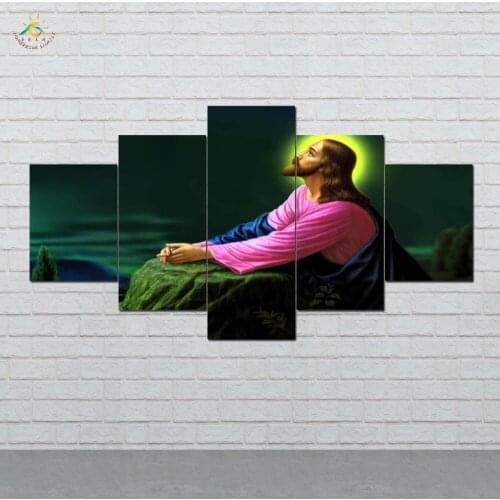 Jesus Thinking Picture And Poster Canvas Painting Modern Wall Art Print Pop Art Wall Pictures For Living Room 5 PIECES