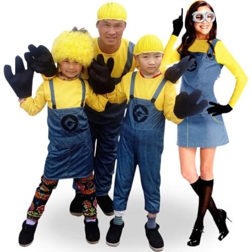 Full Family Cosplay Despicableme Dress Anime Jumpsuits Kids Adult Masquerade Party Costumes Halloween Christmas Gift Clothes