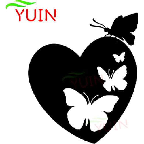 Creative Car Sticker Beautiful Heart-shaped Butterfly Decoration Decal Cute PVC Body Auto Parts Cover Scratch Waterproof Decals