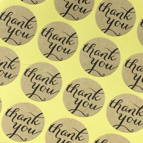 Fashion 1200PCS/Lot circular 3cm kraft Printed above "Thank You" Sticker Labels Adhesive Stickers DIY For Box/gift/envelope