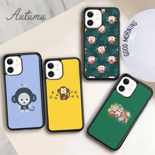 Cartoon Monkey Phone Case for iPhone 11 12 Pro Max mini X XR XS SE 2020 5 6S 7 8 Plus Samsung Galaxy S8 S9 S10 Cover shell