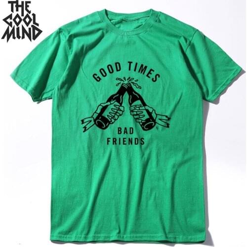 COOLMIND 100% cotton beer print men T shirt casual short sleeve cool men tshirt loose summer t-shirt male men tee shirts 2019