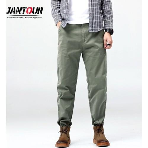 Jantour Casual Pants Men Cotton Slim Fit Chinos Fashion Green Trousers Male Brand Clothing Plus Large Size 30-40-42-44-46-48
