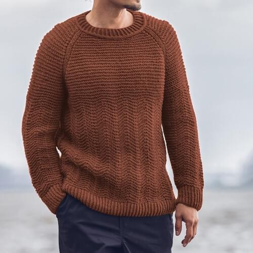Mens Thick Knitted Sweater Long-Sleeve Round Neck Pullover Sweaters Solid Color Warm Overwear Tops Blouse Winter свитер мужской