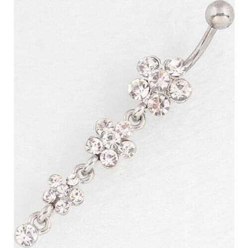 New Fashion Personality Sexy Colorful Rhinestone Plum Blossom Belly Rings for Women Body Piecing Jewelry