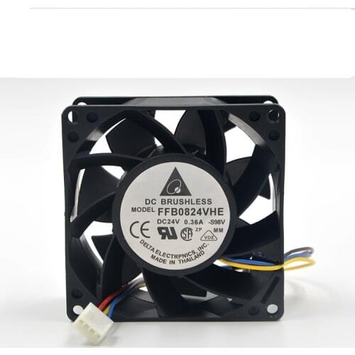 New original FFB0824VHE 8038, 24V 0.36A inverter, cooling fan, ball 4 wire, PWM temperature control