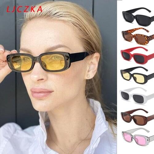 Classic Retro Square Sunglasses Women Yellow Night Vision Classes 2021 Brand Vintage Travel Small Rectangle Sun Glasses Female