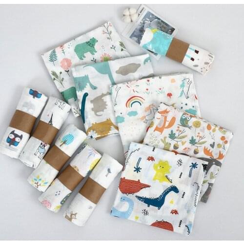 Muslin 100% Cotton Baby Blanket 110*120cm Soft Newborn Blankets 2 Layers Bath Gauze Infant Swaddle Wrap Sleepsack Stroller Cover