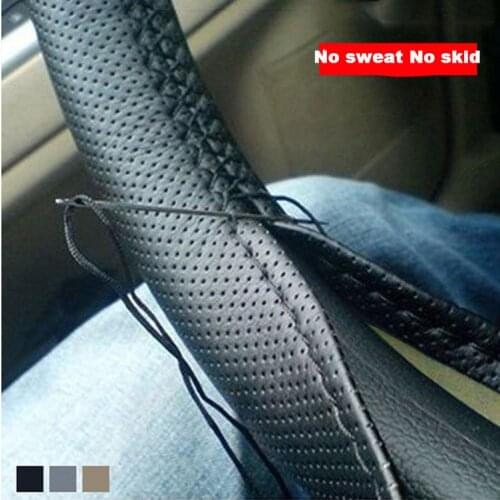 Car Steering Wheel Braid Cover Needles And Thread Artificial Leather Car Covers Suite Texture Soft Auto Accessories