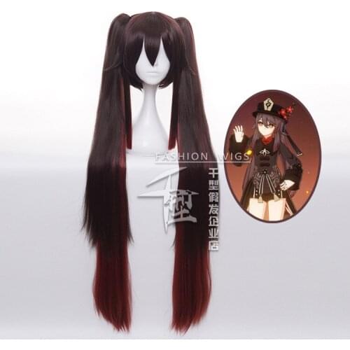 Fashion Game Genshin Impact Hutao Anime Cosplay Hair Heat Resistant Synthetic Wigs Halloween Drop Shipping Free Wig Cap