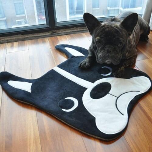 56X40cm Cartoon Bulldog Plush Floor Mat Stuffed Dog Animals Toy Play Mat Plush Dog Ground Mat for Baby Pets Mat Birthday Gift
