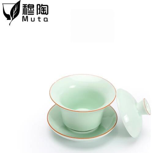 Handpainted Big Bowl Gaiwan Blue Lotus Tea Tureen Jingdezhen Puer Kettle Chawan Tea accessories Gaiwan Anti-hot PorcelainGaiwan