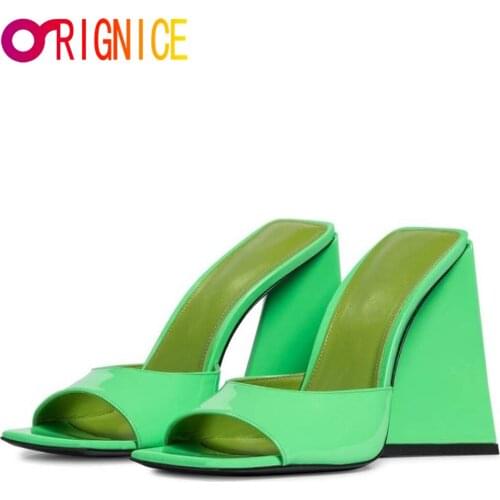 Orignice Fashion New Women Summer Gladiator Sandals Sexy Peep Toe Thick High Heel Slippers Slip On Big Size 34-43 Dress Shoes