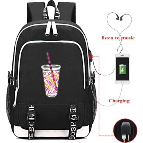 Charli D'Amelio Online Celebrity USB Charging Backpack Students Bookbags Printing Laptop Bags Casual Travel Backpack Merch