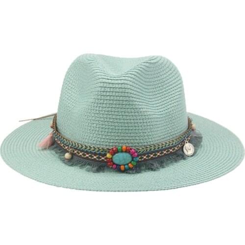 Summer hats band casual outdoor beach western cowboy straw hats solid white black luxury sun protection hats for men pamela boda