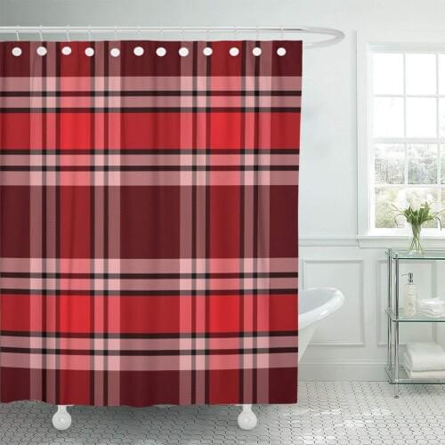 Green White Tartan Plaid Pattern Checkered Red Home Blue Shower Curtain Waterproof Polyester Fabric 60 x 72 Inches Set with Hook