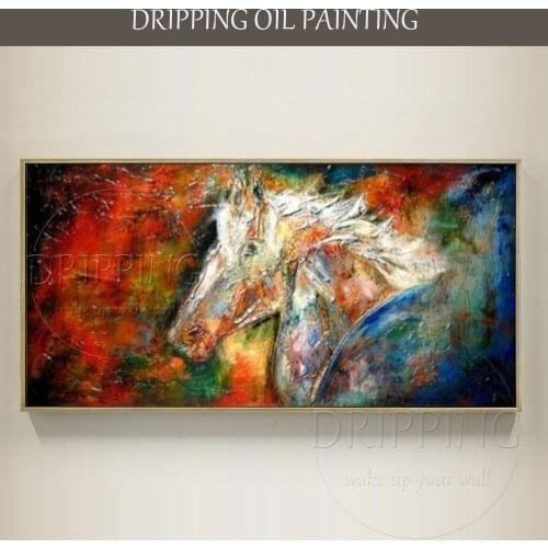 Modern Wall Art White Stallion Oil Painting Hand-painted Abstract Horse Oil Painting on Canvas Abstract Horse Painting Picture