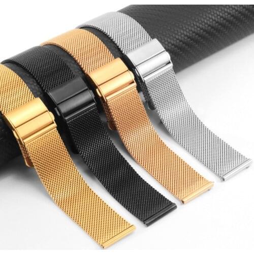 Fine steel watchband 16mm 18mm 20mm 22mm black silver golden bracelet for Huawei B3 B5 B6 watch GT 2e smart watch accessories