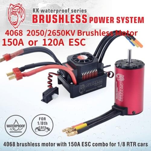 SURPASS HOBBY KK Waterproof Combo 4068 2050KV 2650KV Brushless Motor w/120A 150A Brushless ESC for 1/8 RC Drift Racing Car