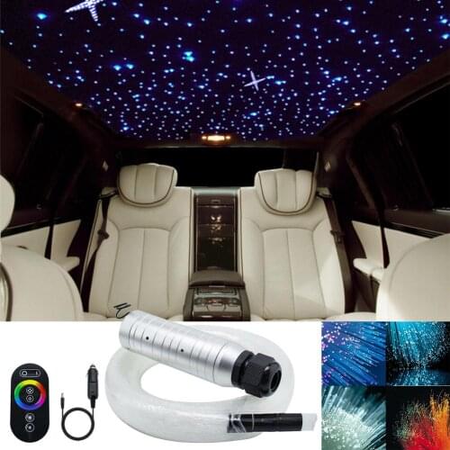 DC12V 6W RGB LED Car Roof Star Lights Ceiling Board Fiber Optic Floodlight Kit In Car Starry Ambient Light With Remote Control