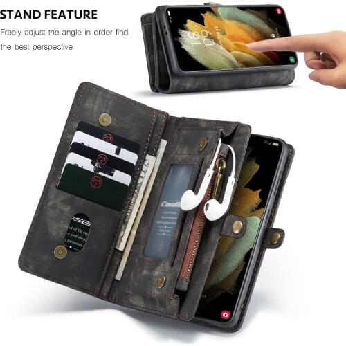 Vintage Leather Magnetic Wallet Case For Samsung Galaxy S20 S21 Note20 Ultra Note 9 10 S10 S9 S8 Plus Kickstand Flip Phone Bags