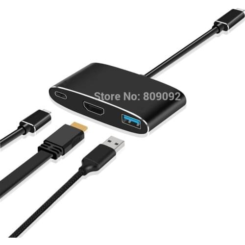 High quality 3 in 1 Type-C to HDMI USB 3.0/USB 3.1 aluminium alloy Hub 4K*2K 1080p Cable Adapter For Samsung Apple Mac