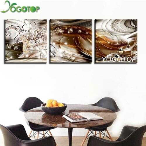 YOGOTOP DIY Diamond Painting Kits Full Embroidery 5D Square/Round Drill Mosaic Wall Art 3 Piece Lily Flower triptych ML698