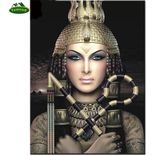 YUMEART Diy Diamond Painting Cross Stitch Religion Icon Fashion Women 5D Diamond Mosaic Rhinestones Embroidery Crafts Queen Egyp