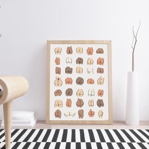 Funny Bathroom Colorful All Skin All Races Body Wall Art Canvas Painting Nordic Posters and Prints Wall Pictures for Living Room