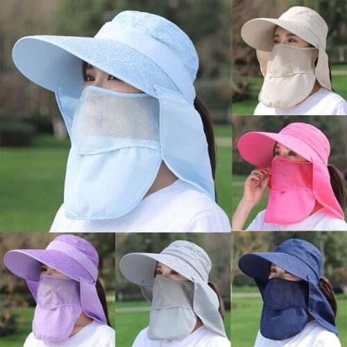 Women Adjustable Summer Anti-Ultraviolet Large Hat Sun Visor Protective Anti-UV Double Layer Cycling Cap Sunhat Hats