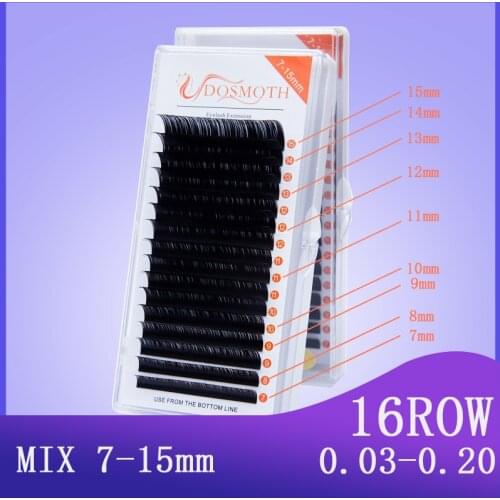 1caces 16rows, 7~15mm mix in one tray, high quality synthetic mink,natural mink,individual ,eyelash extension mixed eyelash
