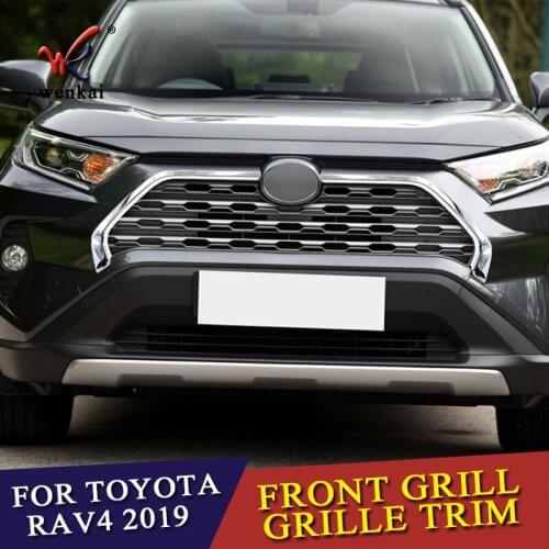 2pcs ABS Chromed Car Front Grill Grille Decorative Cover Trim Strips For Toyota RAV4 2019 2020 Car Styling Decals