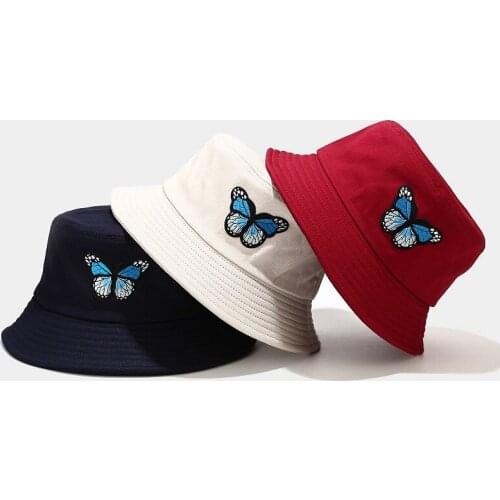 2021 Hat Women Spring Summer New Wild Butterfly Fisherman Cap Korean Outdoor Student Couple Sunscreen Sun Hat Simple Basin Hat