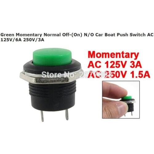 5PCS Green Momentary Normal Off-(On) N/O Push Switch AC 125V/6A 250V/3A