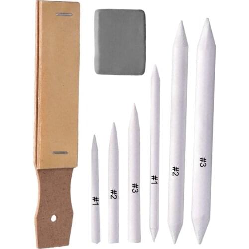 8 Sets Sketch Painting Tools Of Paper Pen Wiping Pen Smudge Pen Plasticine Sandpaper Paper Wipe Pen