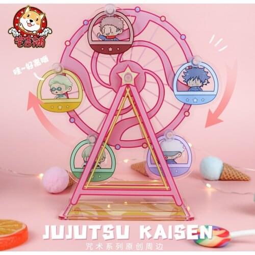 Anime Jujutsu Kaisen Itadori Yuji Gojo Satoru Inumaki Toge Rotatable Ferris Wheel Desktop Decor Stand Model Plate Toy Cosplay