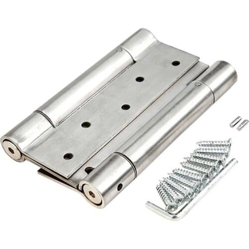 Free Double Door Hinge Stainless Steel Spring Double-acting Automatic Closing Folding Hinges 6pcs
